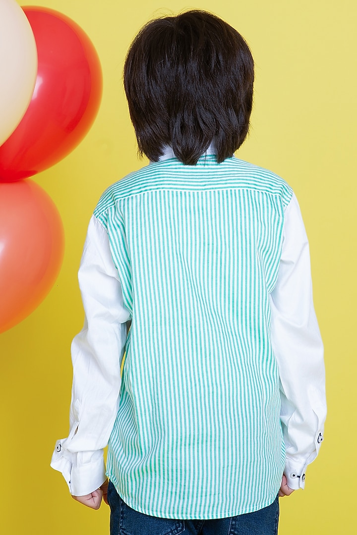 Green Cotton Shirt For Boys by Little Boys Closet at Pernia's Pop Up Shop