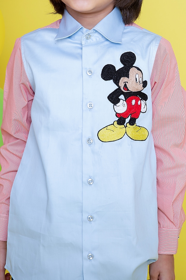 Sky Blue Cotton Shirt For Boys by Little Boys Closet at Pernia's Pop Up Shop