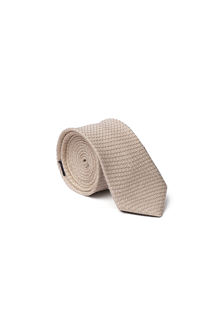 Cream Self-Textured Tie by Closet Code at Pernia's Pop Up Shop