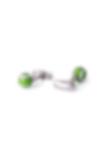 Green Enameled Tennis Ball Cufflinks by Closet Code