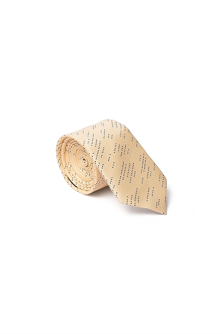 Pale Yellow Printed Tie by Closet Code