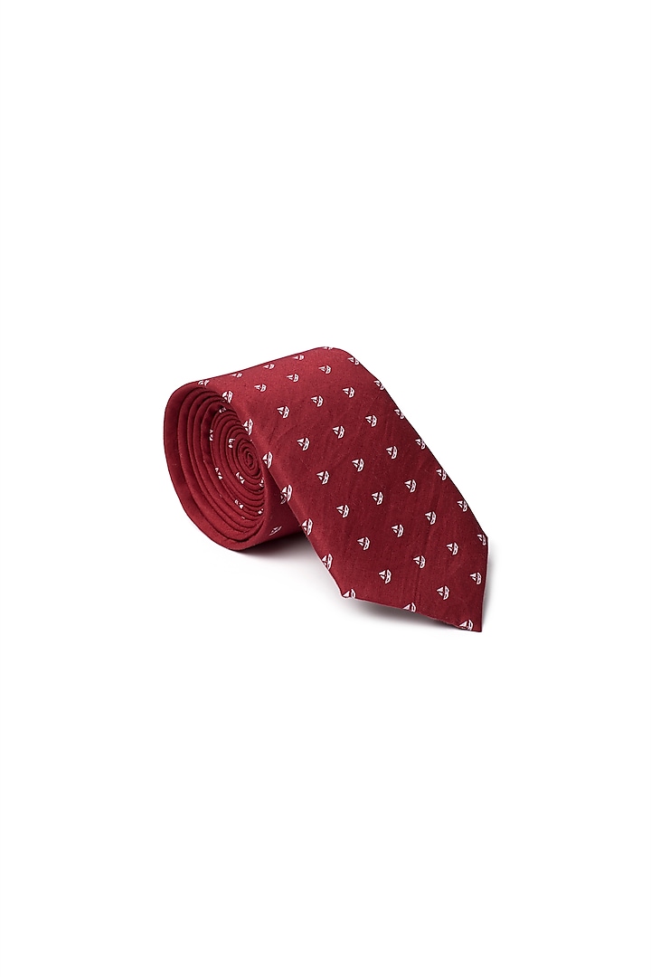 Red Sail Boat Printed Tie by Closet Code