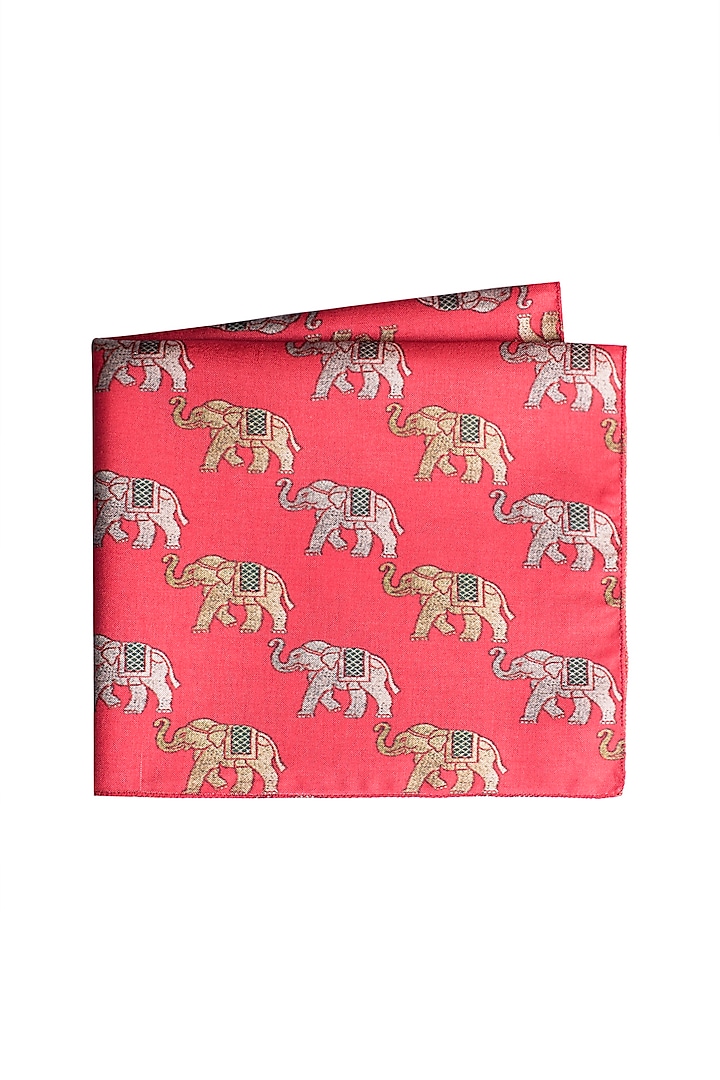 Pink Elephant Printed Pocket Square by Closet Code
