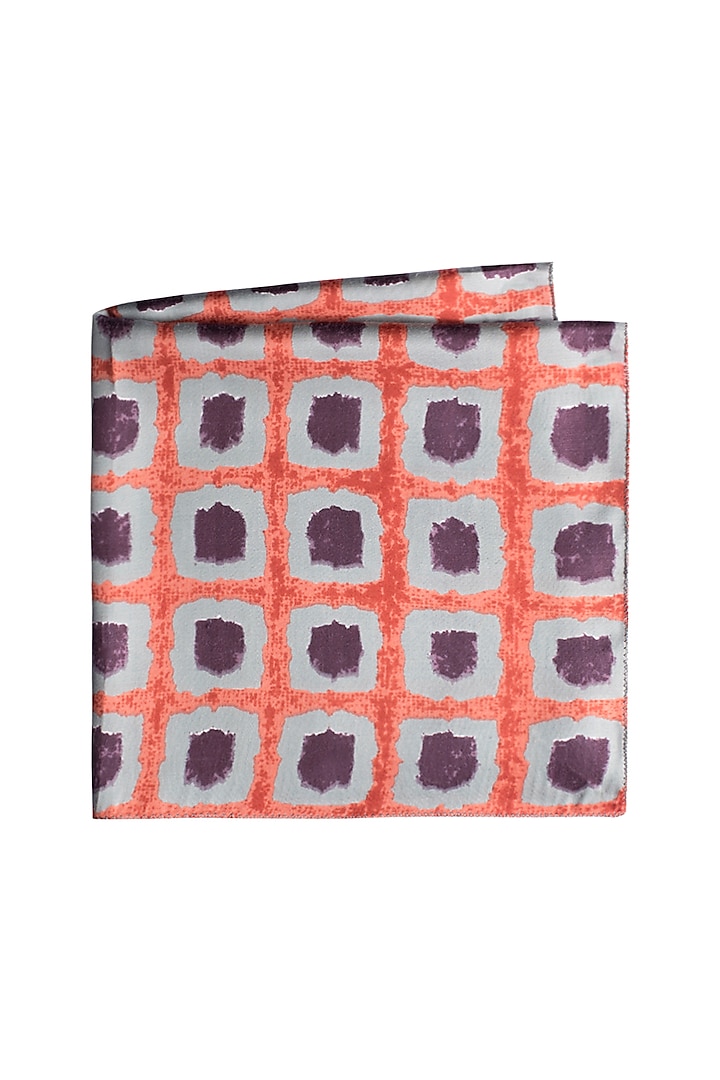 Orange & Purple Printed Pocket Square by Closet Code