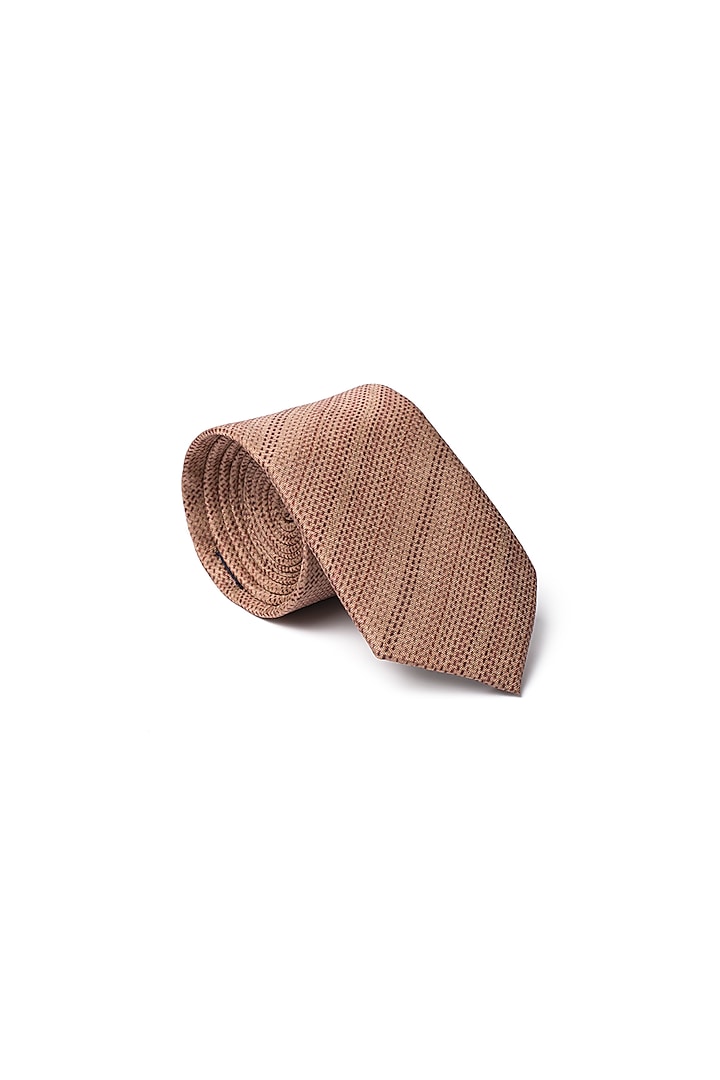 Brown Silk Printed Tie by Closet Code at Pernia's Pop Up Shop