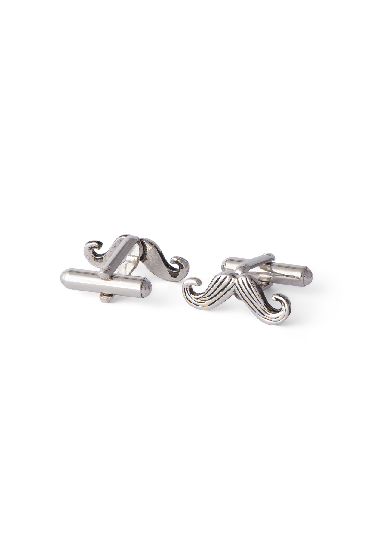 Antique Silver Finish Moustache Cufflinks by Closet Code at Pernia's Pop Up Shop