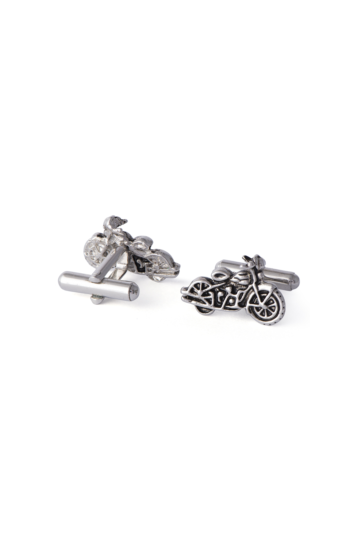 Silver Finish Bike Cufflinks by Closet Code at Pernia's Pop Up Shop