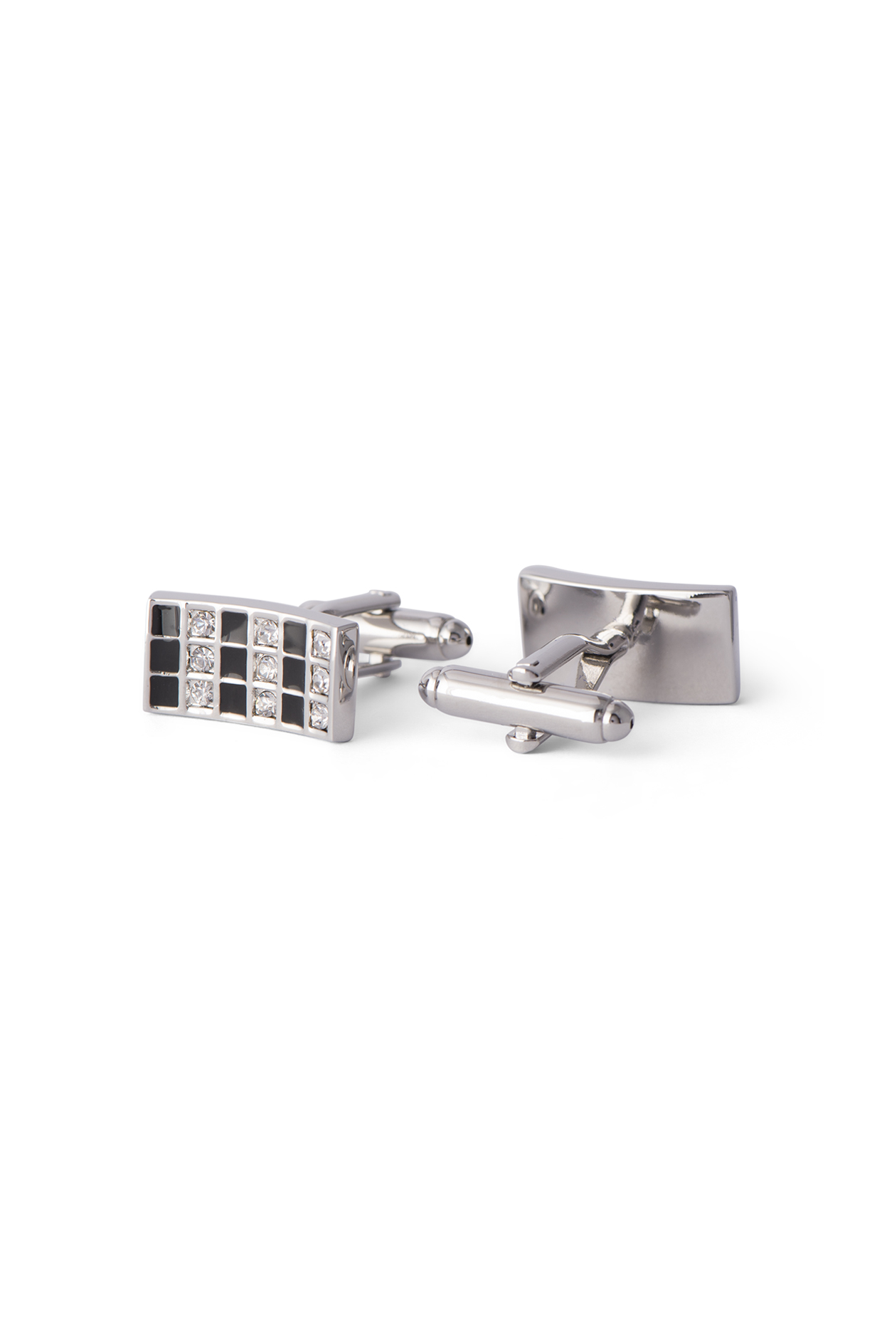 Silver Finish Encrusted Cufflinks by Closet Code at Pernia's Pop Up Shop