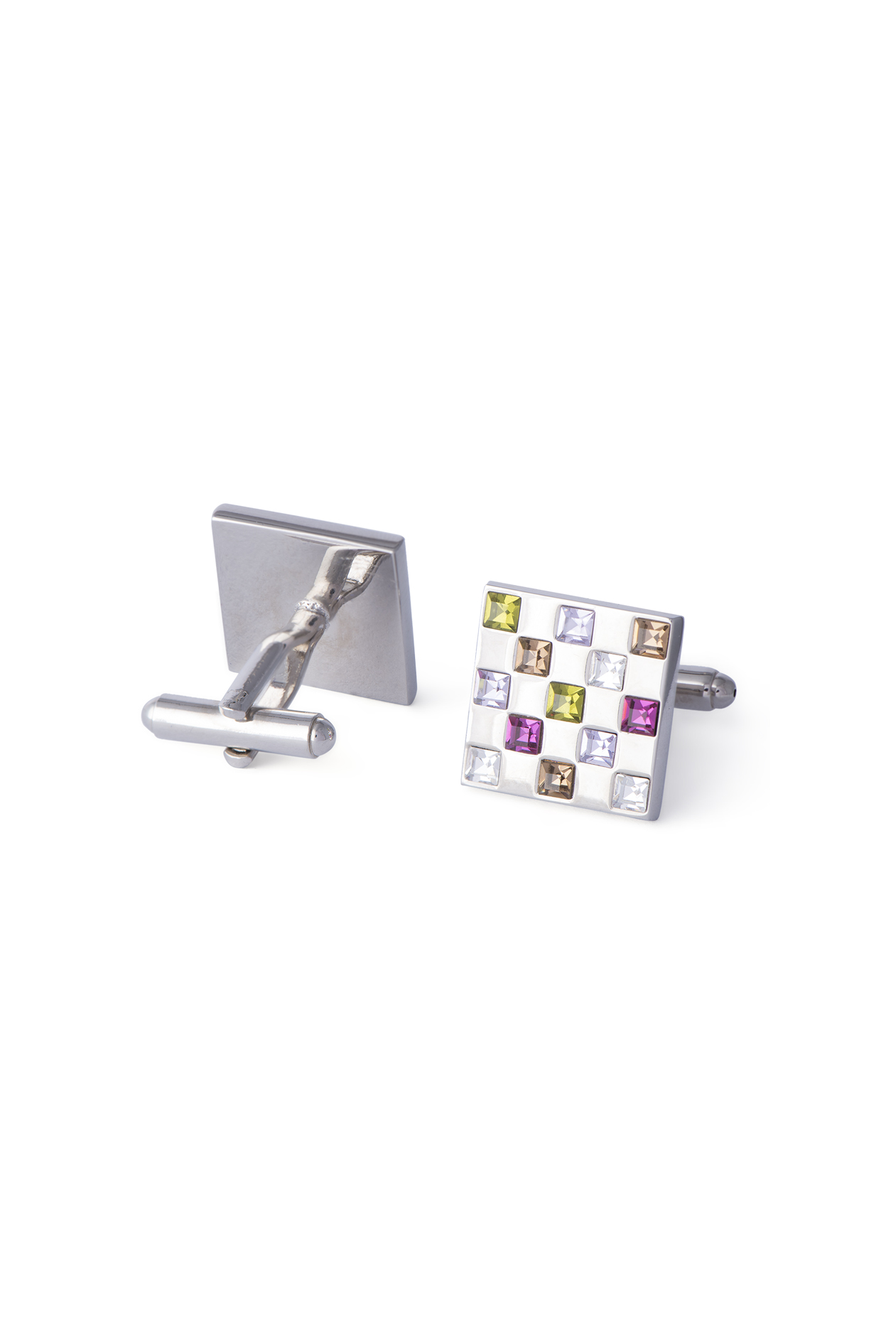 Multi Coloured Encrusted Cufflinks by Closet Code at Pernia's Pop Up Shop