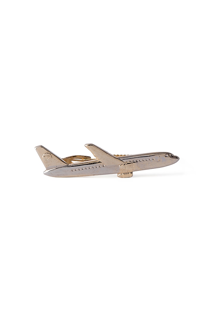 Gold & Silver Finish Aeroplane Tie Pin by Closet Code