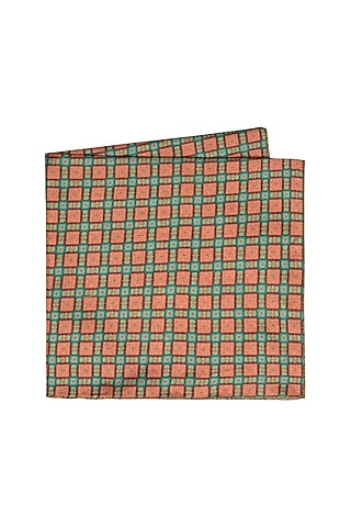 Peach Printed Pocket Square by Closet Code