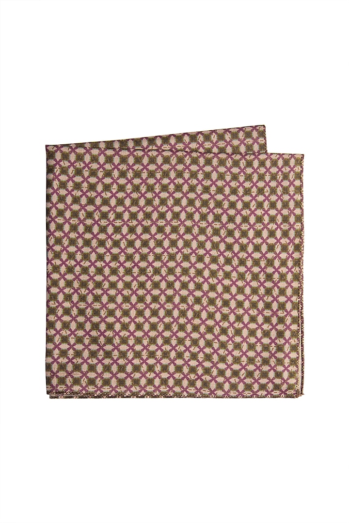 Purple & Green Printed Pocket Square by Closet Code