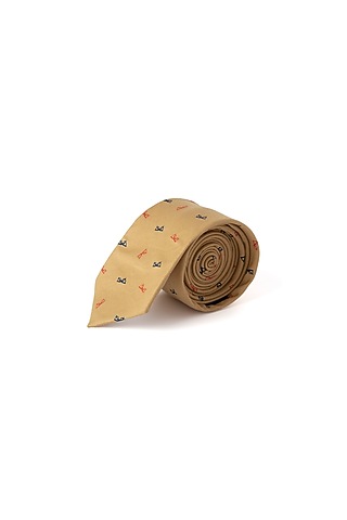 Beige Glass Printed Tie by Closet Code