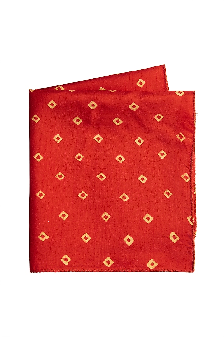 Red Printed Pocket Square by Closet Code