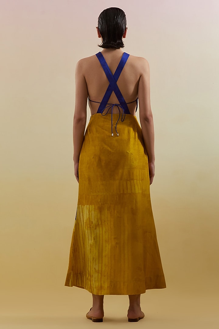 Azure & Amber Dupion Silk Printed Halter Maxi Vacation Dress by CLOS at Pernia's Pop Up Shop