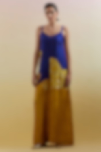 Azure & Amber Dupion Silk Printed Jumpsuit by CLOS at Pernia's Pop Up Shop