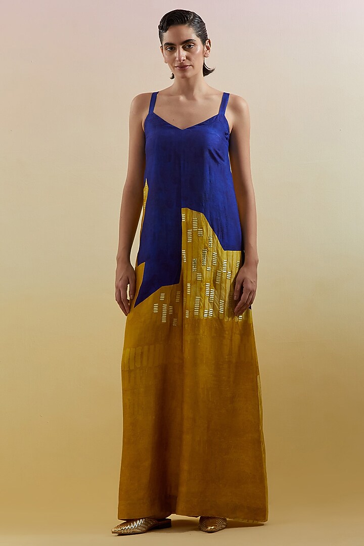 Azure & Amber Dupion Silk Printed Jumpsuit by CLOS at Pernia's Pop Up Shop