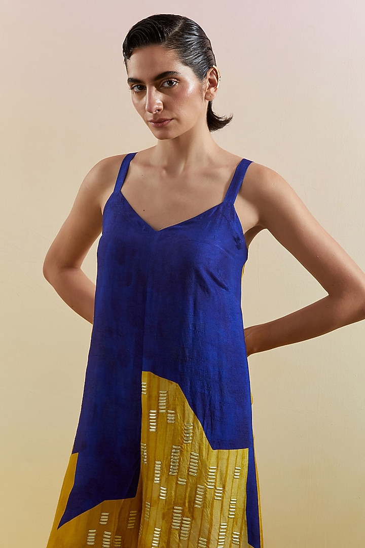 Azure & Amber Dupion Silk Printed Jumpsuit by CLOS at Pernia's Pop Up Shop