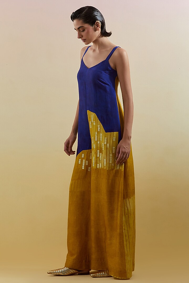 Azure & Amber Dupion Silk Printed Jumpsuit by CLOS at Pernia's Pop Up Shop