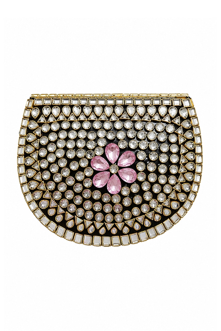 Pink Metal Rhinestone Embellished Clutch by A Clutch Story at Pernia's Pop Up Shop