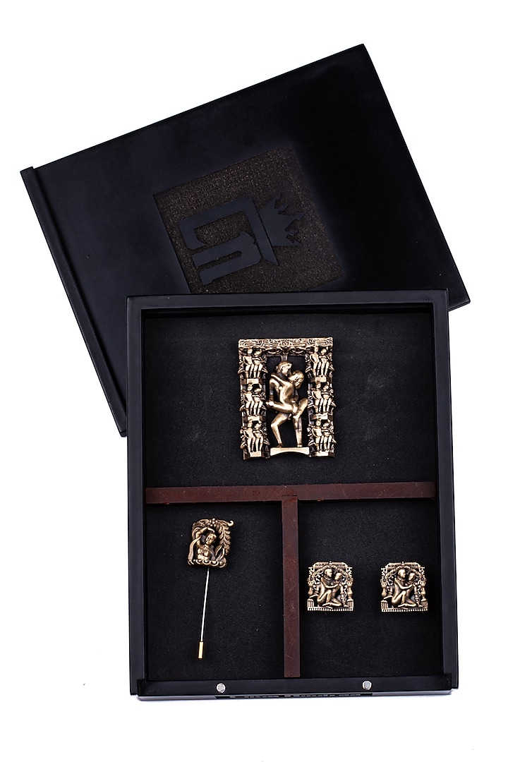 Antique Gold Khajuraho Brooch Set by Cosa Nostraa