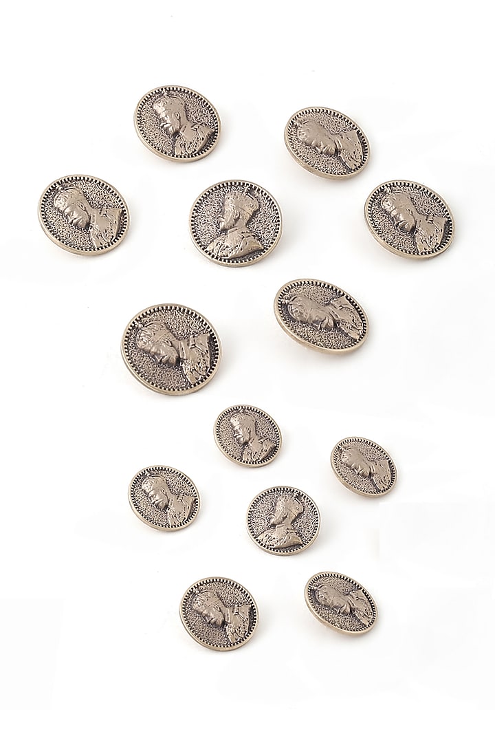 Antique Gold Prince V Buttons (Set of 13) by Cosa Nostraa at Pernia's Pop Up Shop