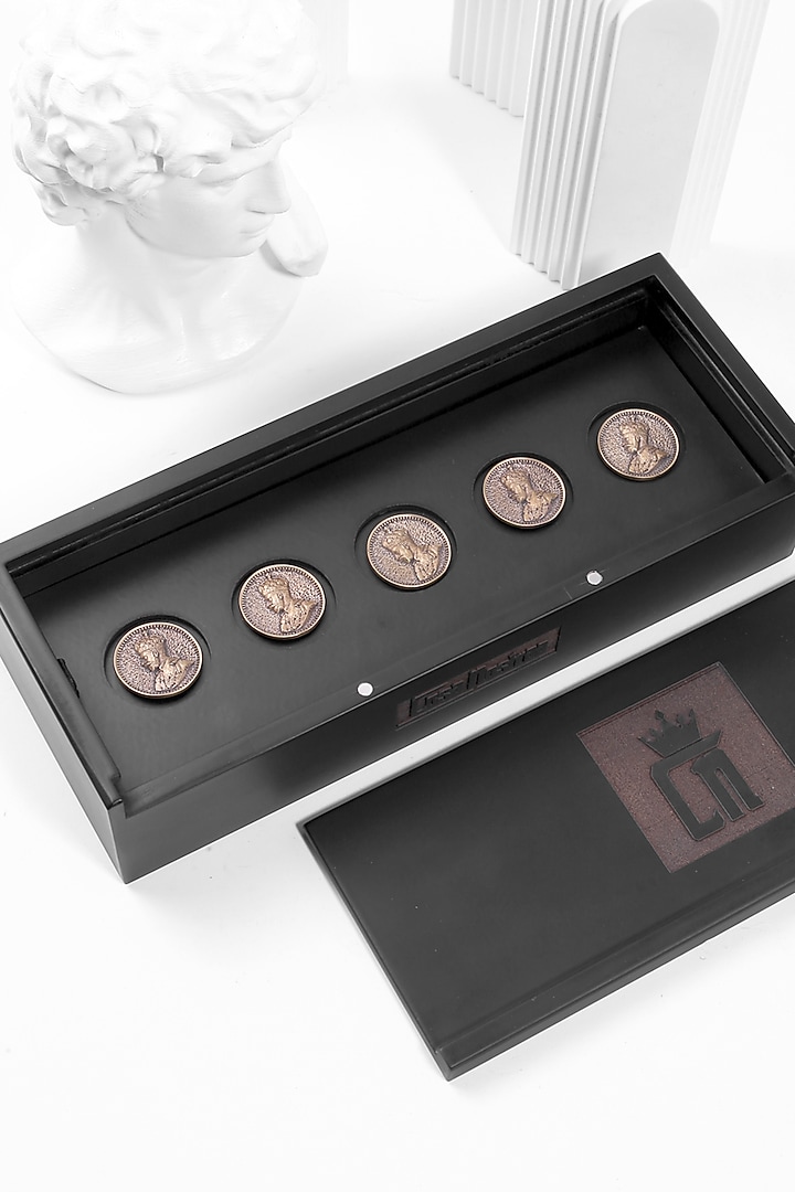 Antique Gold Prince V Buttons (Set of 5) by Cosa Nostraa at Pernia's Pop Up Shop