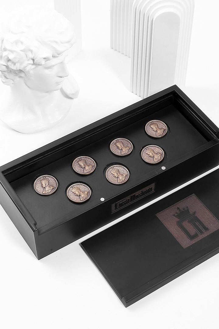 Antique Gold Prince V Buttons (Set of 7) by Cosa Nostraa at Pernia's Pop Up Shop