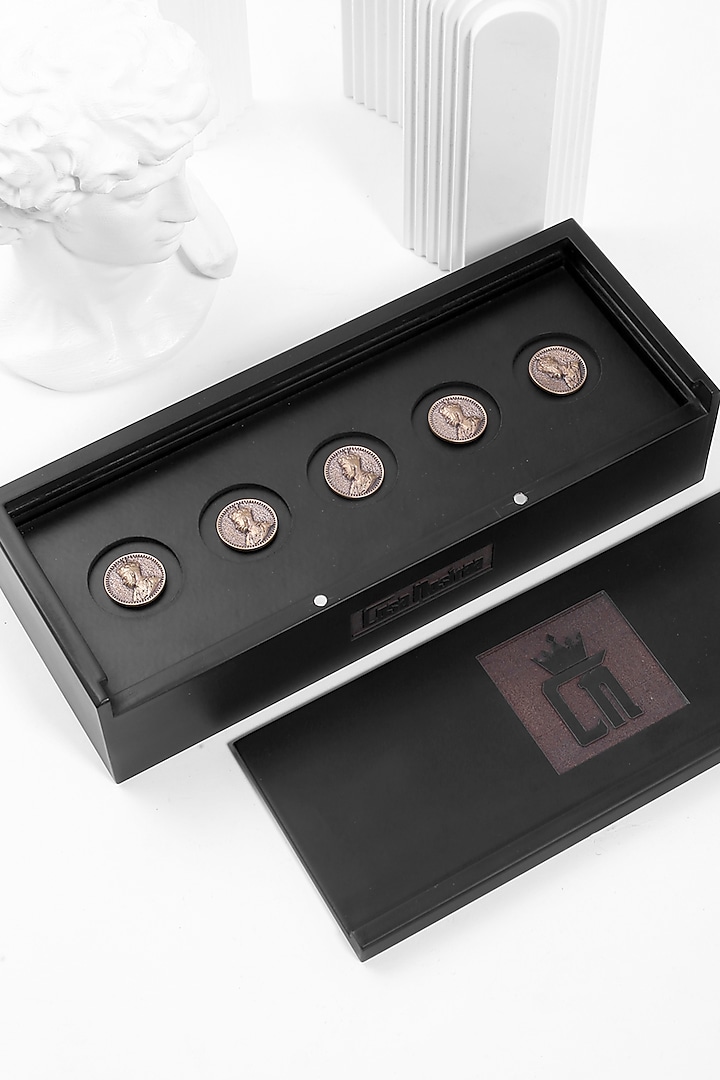 Antique Gold Prince V Brass Buttons (Set of 5) by Cosa Nostraa at Pernia's Pop Up Shop
