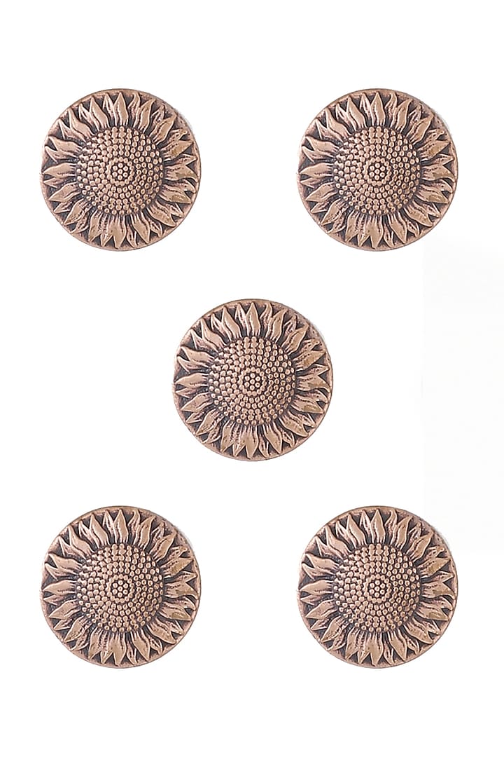 Antique Gold Sunflower Buttons (Set of 5) by Cosa Nostraa at Pernia's Pop Up Shop