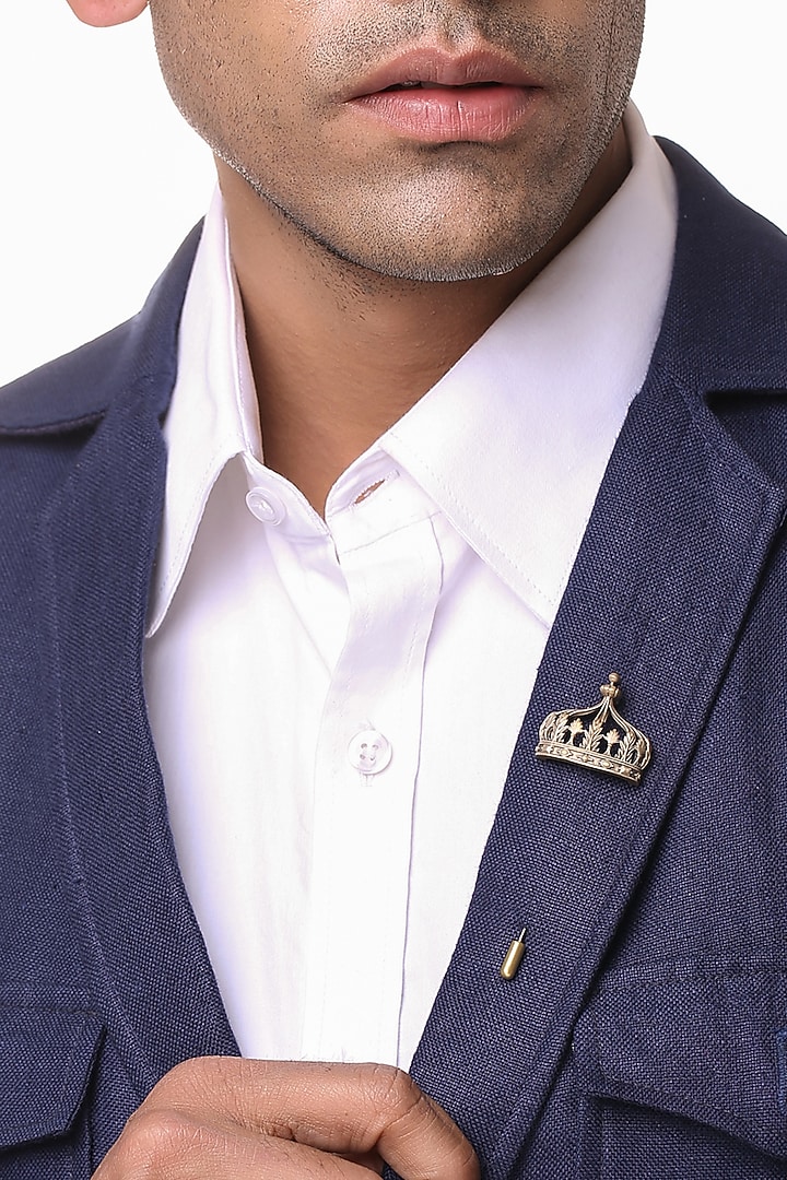 Antique Gold Crown Lapel Pin & Brooch by Cosa Nostraa at Pernia's Pop Up Shop