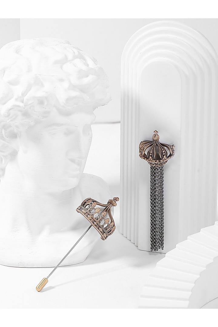Antique Gold Crown Lapel Pin & Brooch by Cosa Nostraa at Pernia's Pop Up Shop