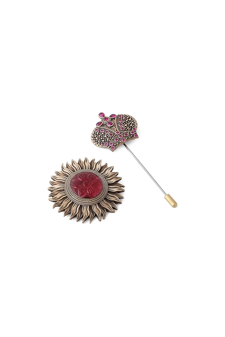 Antique Gold Lapel Pin & Sunflower Brooch by Cosa Nostraa at Pernia's Pop Up Shop
