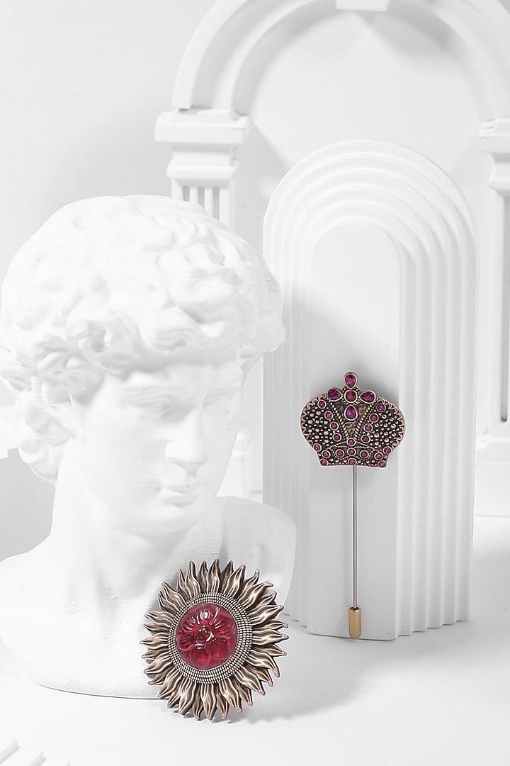 Antique Gold Lapel Pin & Sunflower Brooch by Cosa Nostraa at Pernia's Pop Up Shop