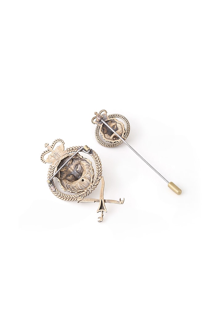 Antique Gold Crowned Lion Lapel Pin & Brooch by Cosa Nostraa at Pernia's Pop Up Shop