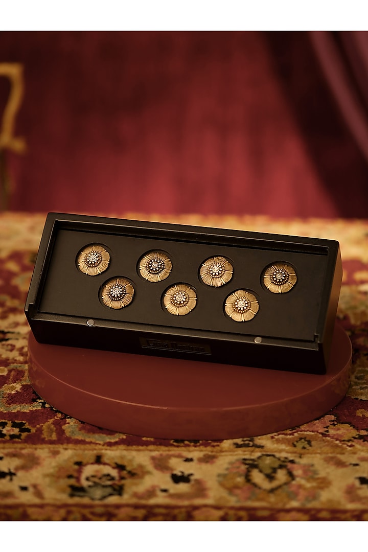Antique Gold Flower Power Buttons (Set of 7) by Cosa Nostraa