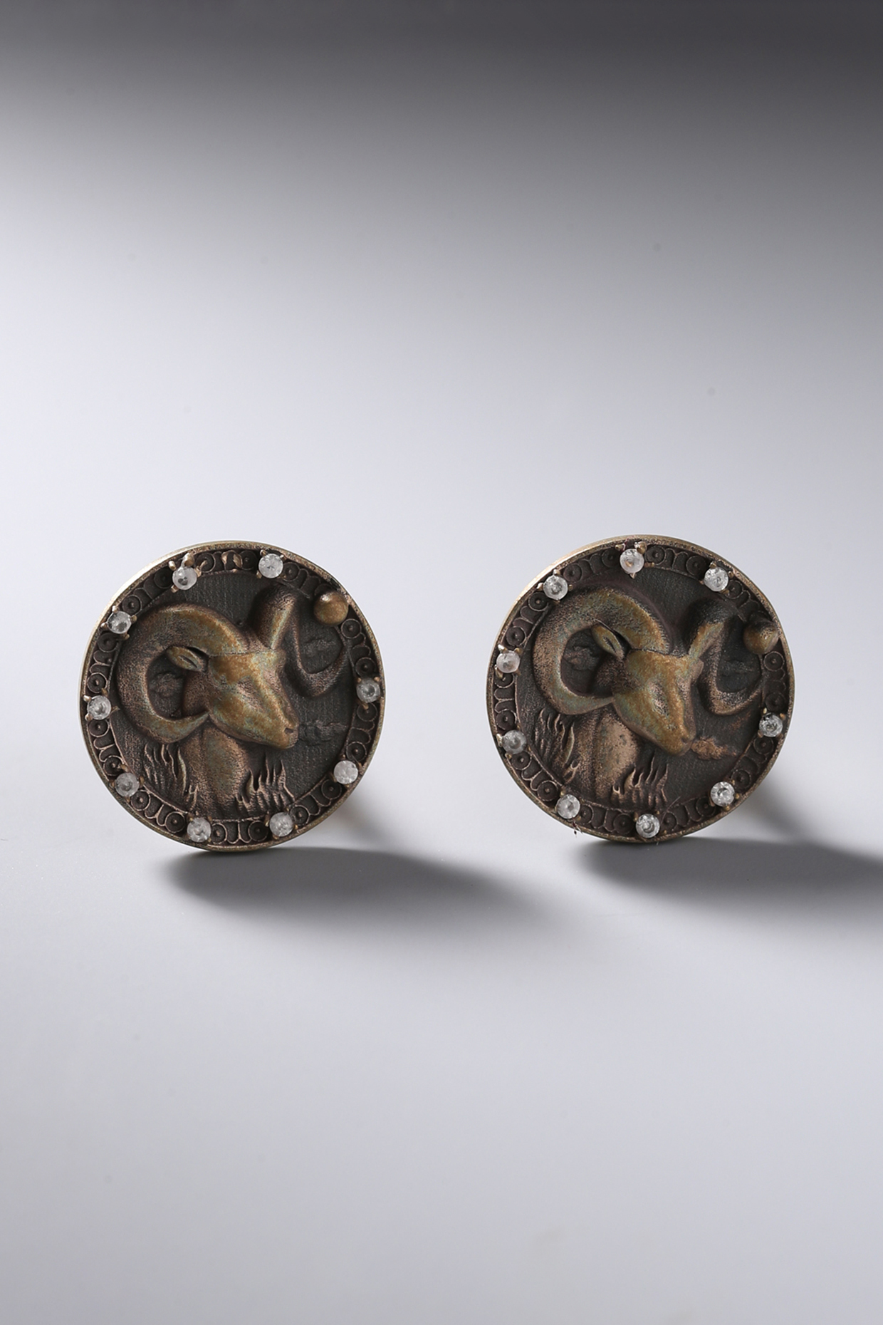 Antique Gold Brass Aries Cufflinks by Cosa Nostraa