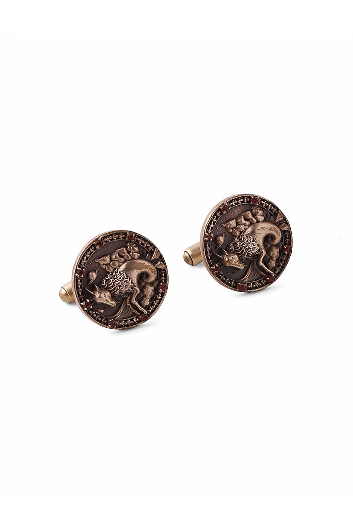 Antique Gold Brass Capricorn Cufflinks by Cosa Nostraa at Pernia's Pop Up Shop