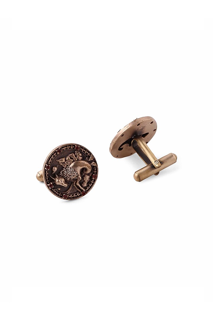 Antique Gold Brass Capricorn Cufflinks by Cosa Nostraa at Pernia's Pop Up Shop