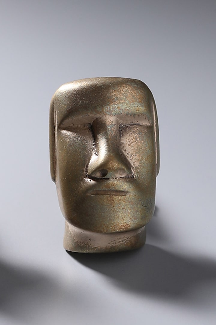 Antique Gold Brass Vintage Stonehenge Face Brooch by Cosa Nostraa at Pernia's Pop Up Shop