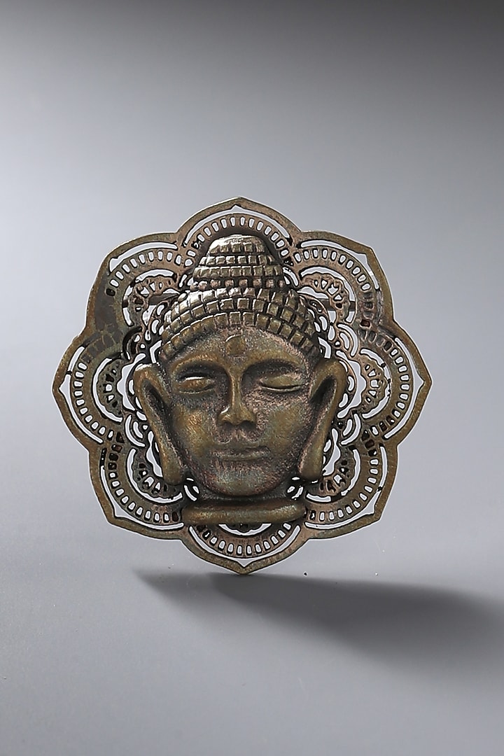 Antique Gold Brass Buddha Brooch by Cosa Nostraa at Pernia's Pop Up Shop