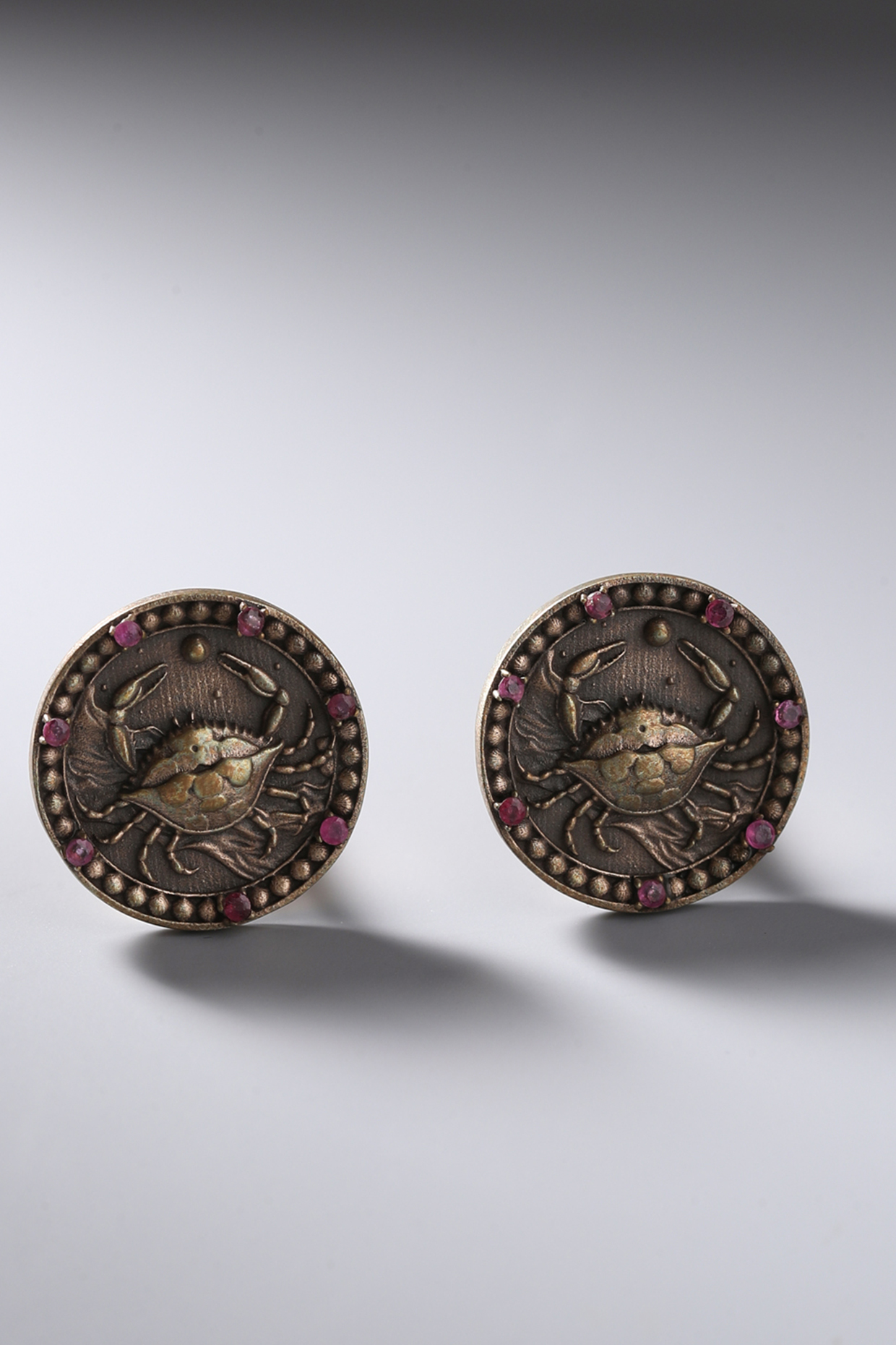 Antique Gold Brass Vintage Cancer Zodiac Cufflinks (Set Of 2) by Cosa Nostraa at Pernia's Pop Up Shop