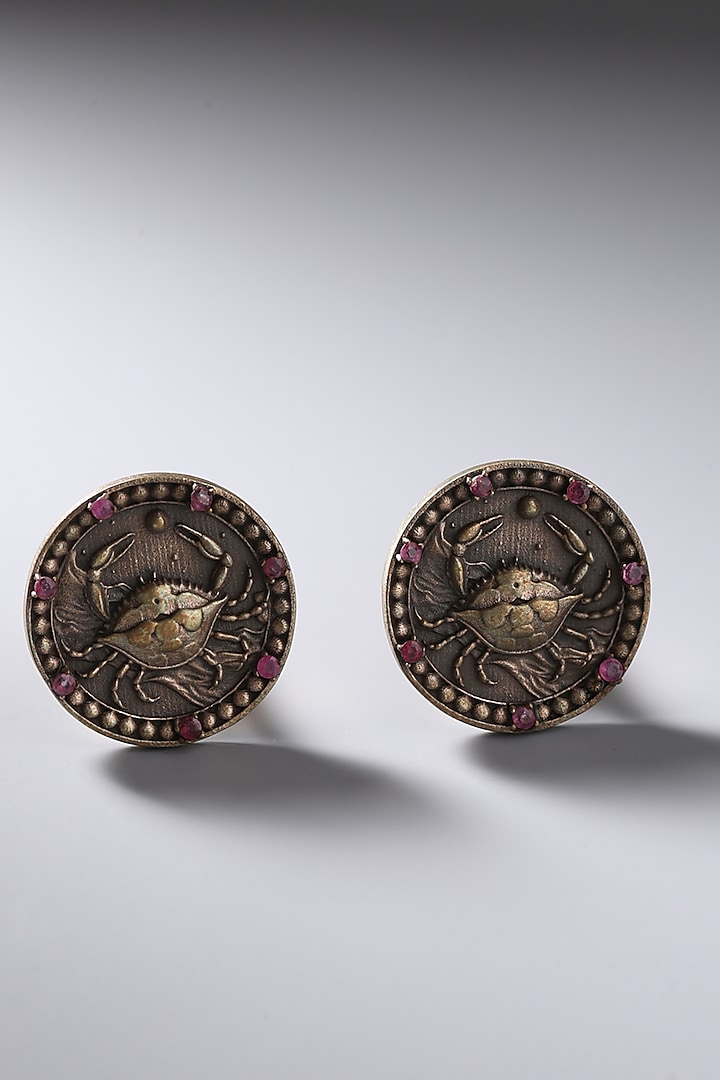 Antique Gold Brass Vintage Cancer Zodiac Cufflinks (Set Of 2) by Cosa Nostraa at Pernia's Pop Up Shop