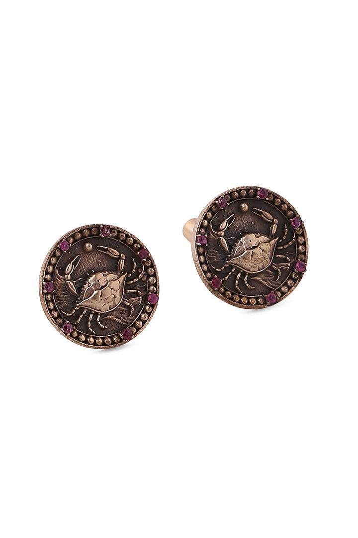 Antique Gold Brass Vintage Cancer Zodiac Cufflinks (Set Of 2) by Cosa Nostraa at Pernia's Pop Up Shop