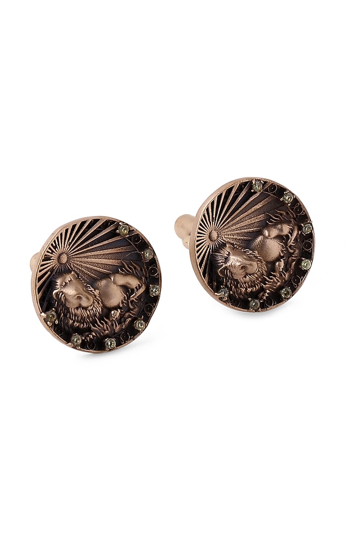 Antique Gold Brass Leo Cufflinks (Set Of 2) by Cosa Nostraa at Pernia's Pop Up Shop