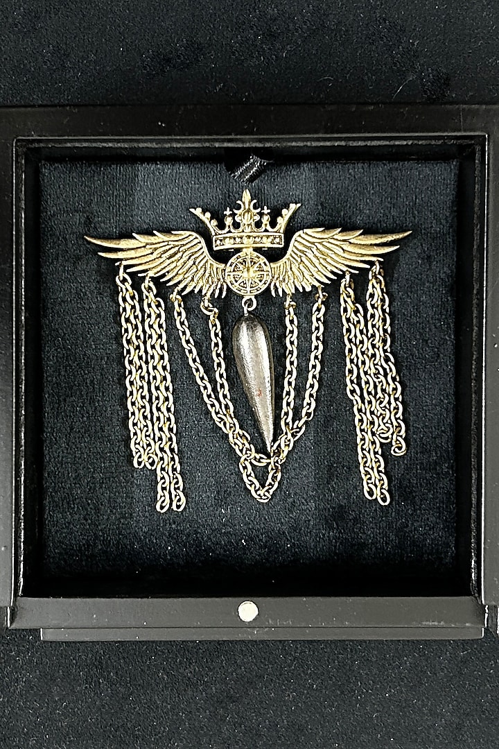 Antique Gold Brass Crowned Phoenix Brooch by Cosa Nostraa at Pernia's Pop Up Shop