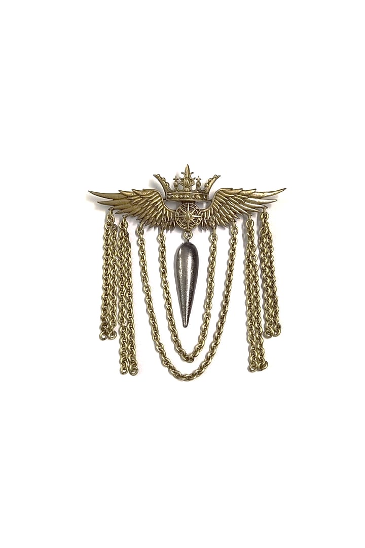 Antique Gold Brass Crowned Phoenix Brooch by Cosa Nostraa at Pernia's Pop Up Shop