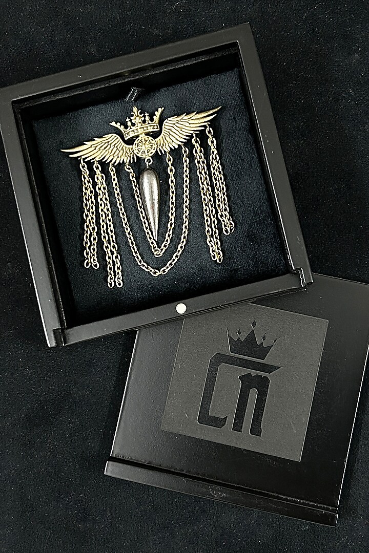 Antique Gold Brass Crowned Phoenix Brooch by Cosa Nostraa at Pernia's Pop Up Shop