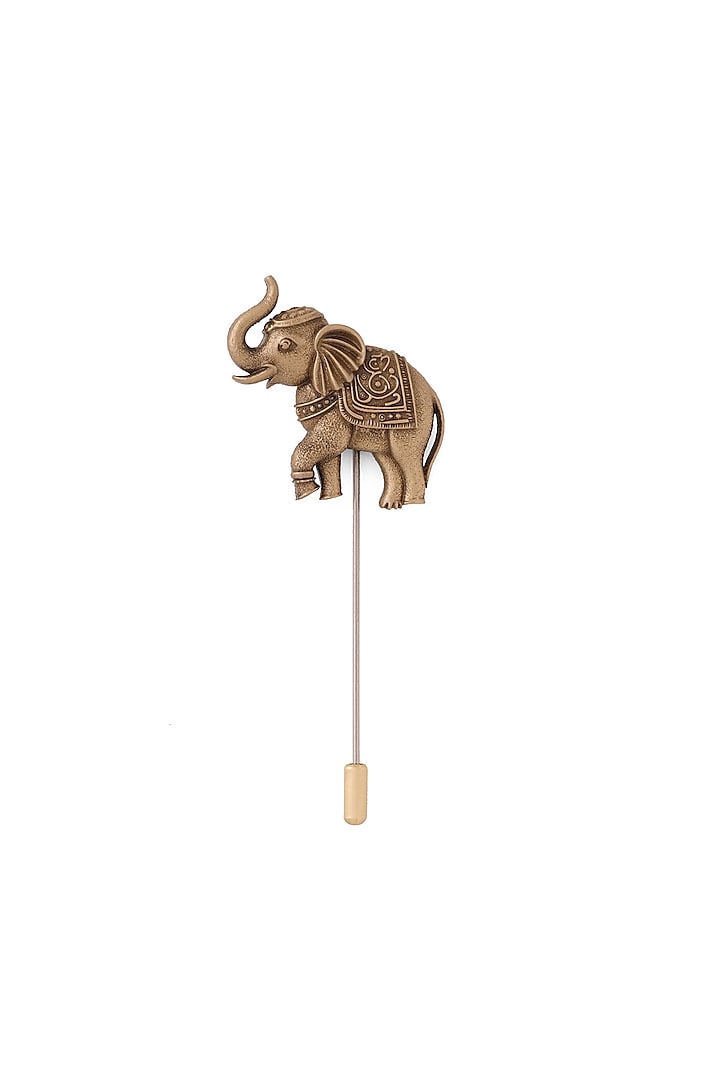 Antique Gold Brass Regal Elephant Lapel Pin by Cosa Nostraa at Pernia's Pop Up Shop