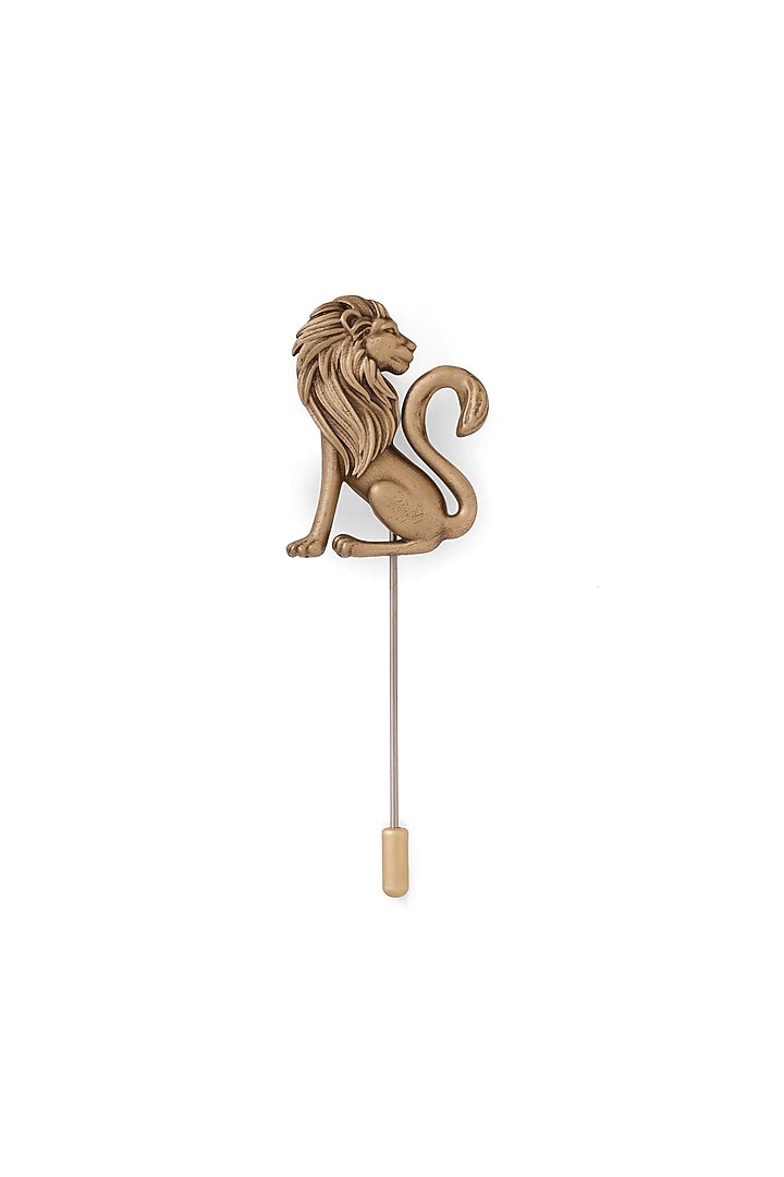 Antique Gold Brass Velour Lion Lapel Pin by Cosa Nostraa at Pernia's Pop Up Shop